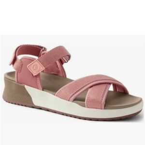 Lands'End Women's Errand Runner Wedge Slingback Open Toe Comfort Sandals Pink